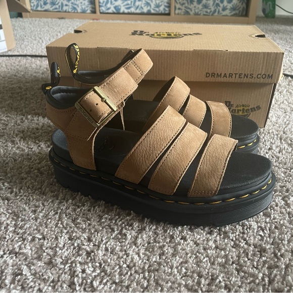 Dr. Martens Women's Blaire Nubuck Sandal - Wedge Platform & Lightweight Ripple Sole - View #11
